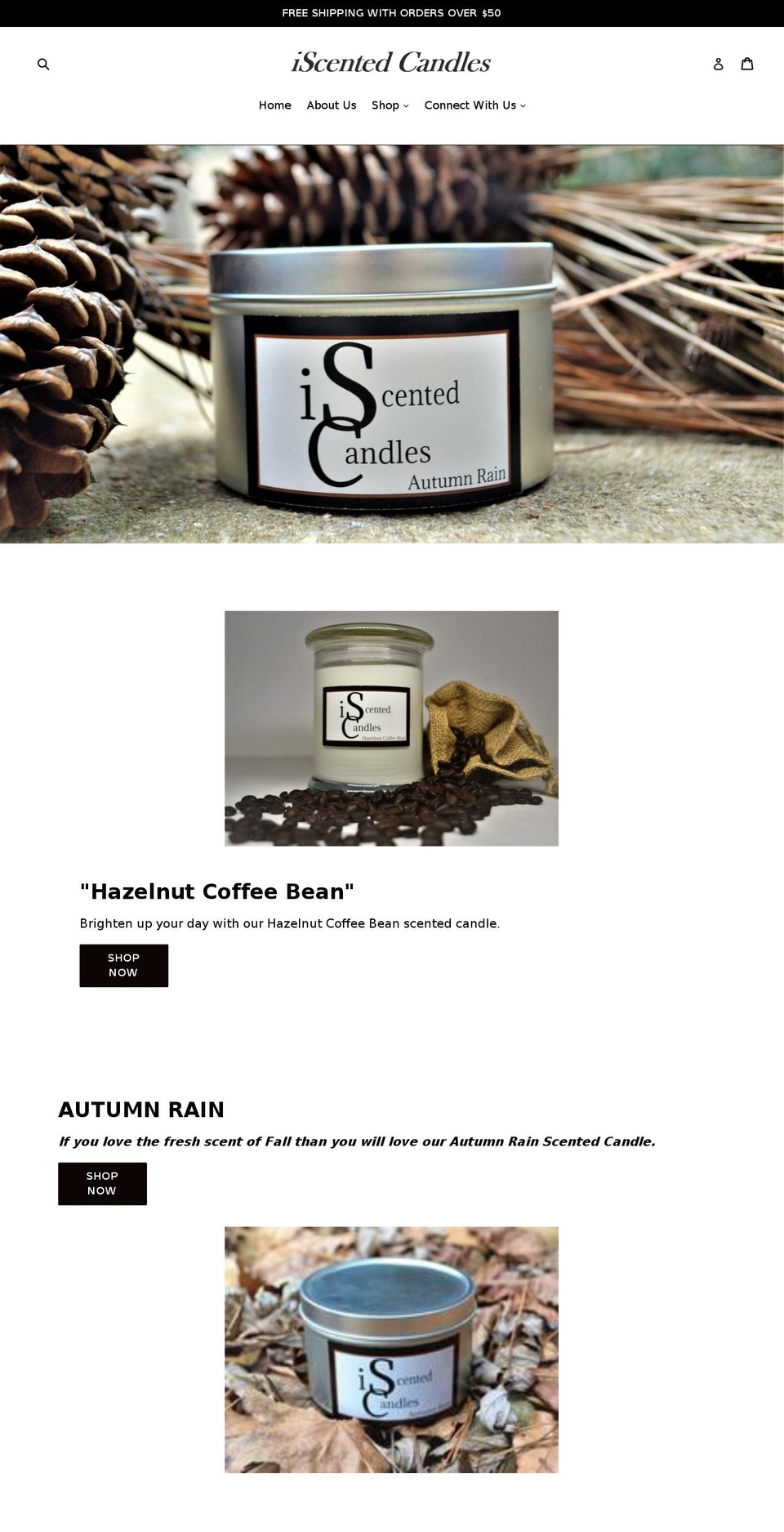 iscentedcandles.com — Shopify storefront screenshot
