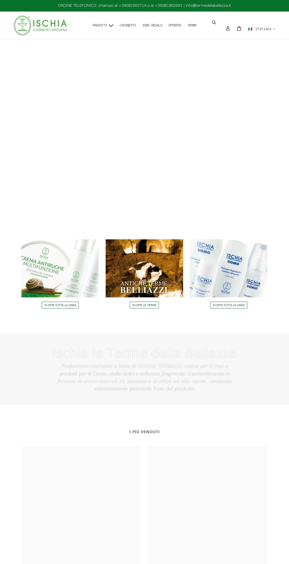 ischialetermedellabellezza.it shopify website screenshot