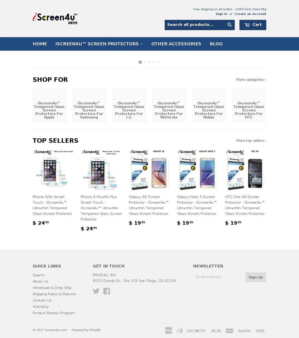 iscreen4u.com shopify website screenshot