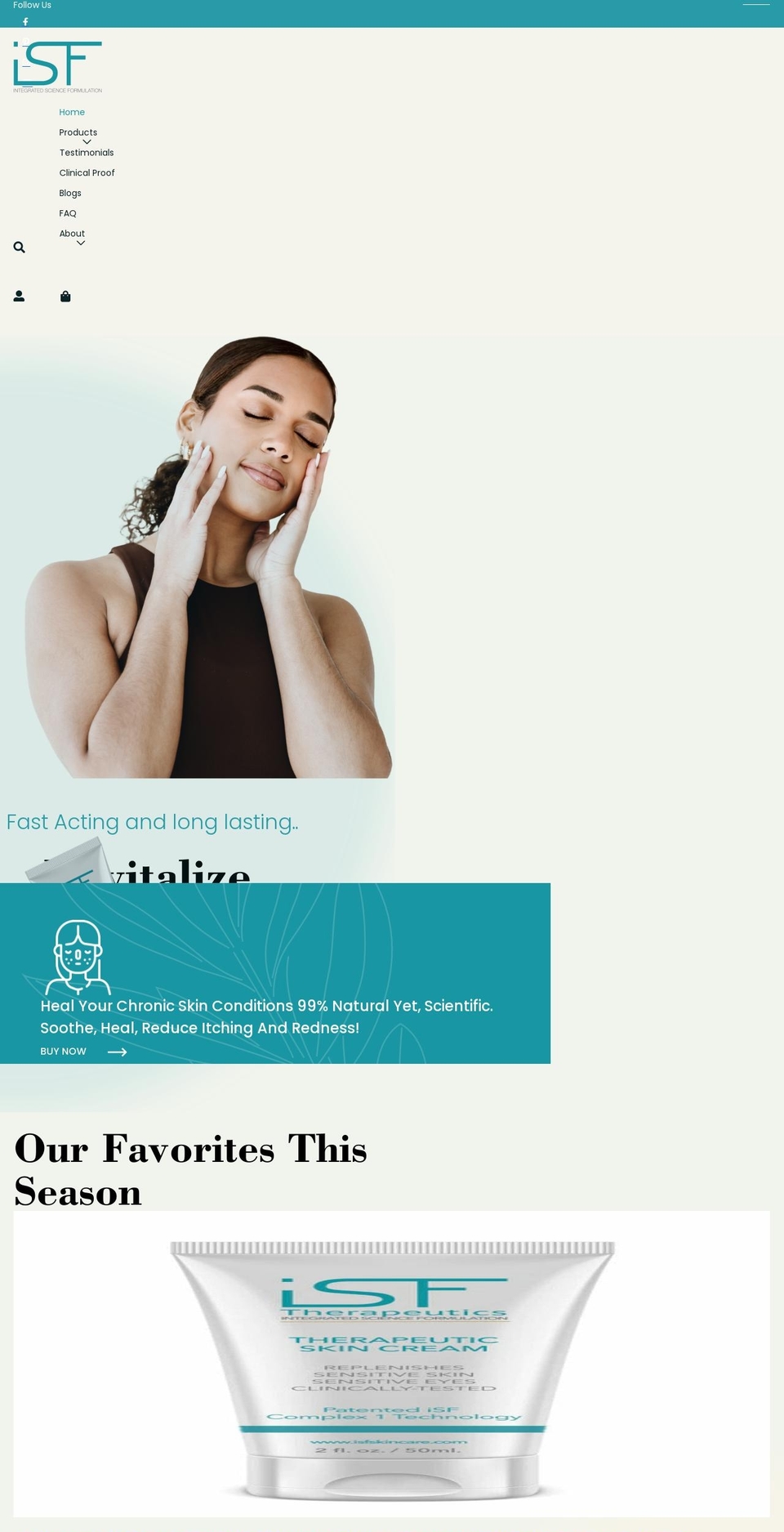 isfskincare.com shopify website screenshot