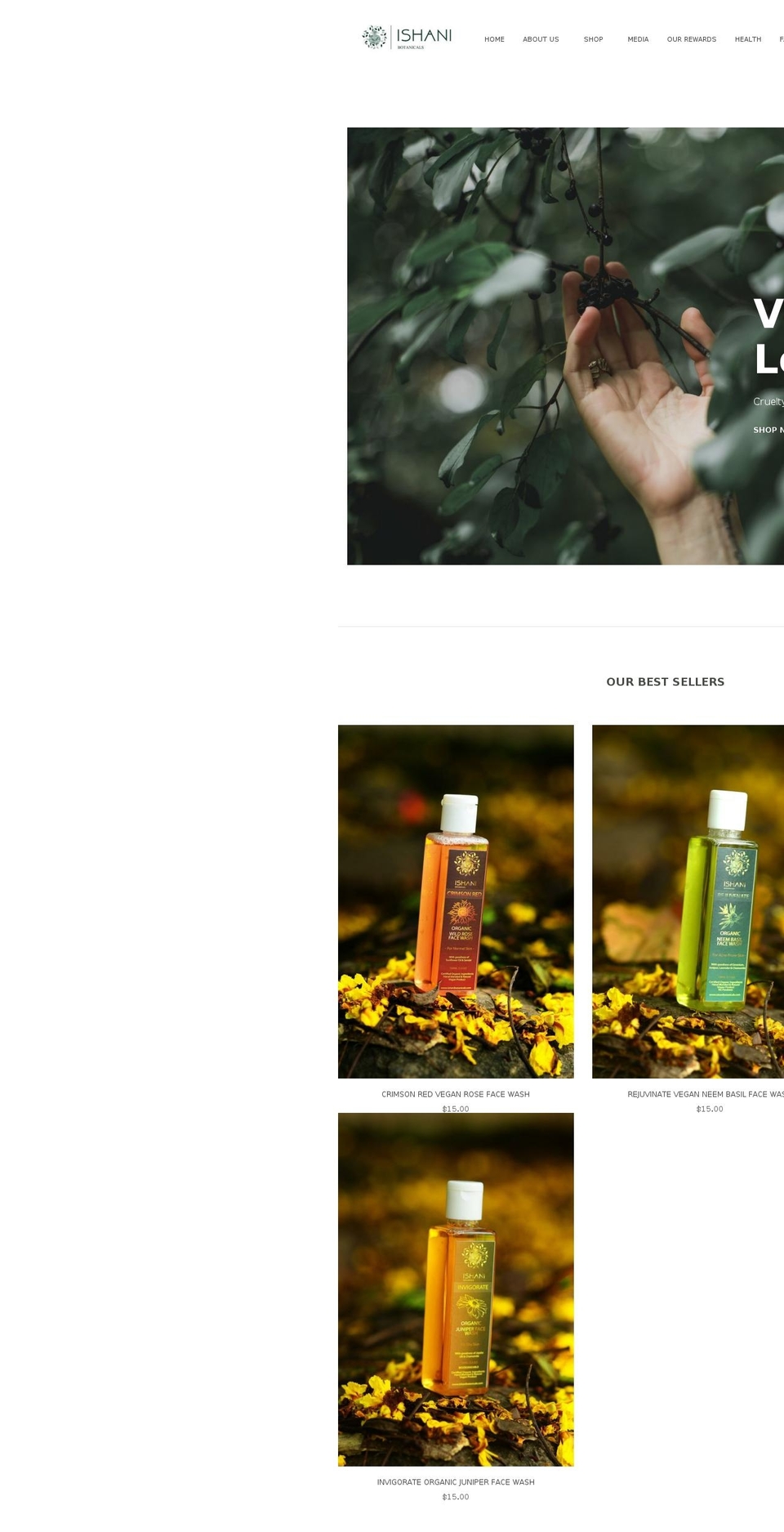 Handy Shopify theme site example ishanibotanicals.com