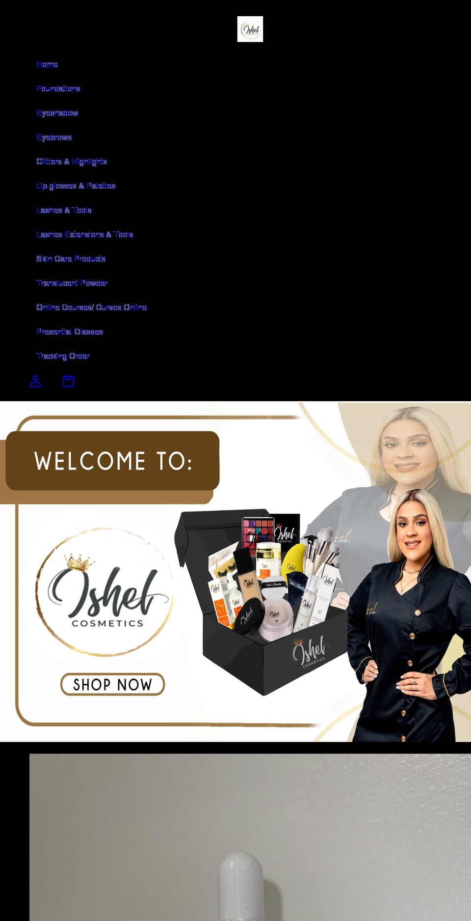 ishelcosmetics.com shopify website screenshot