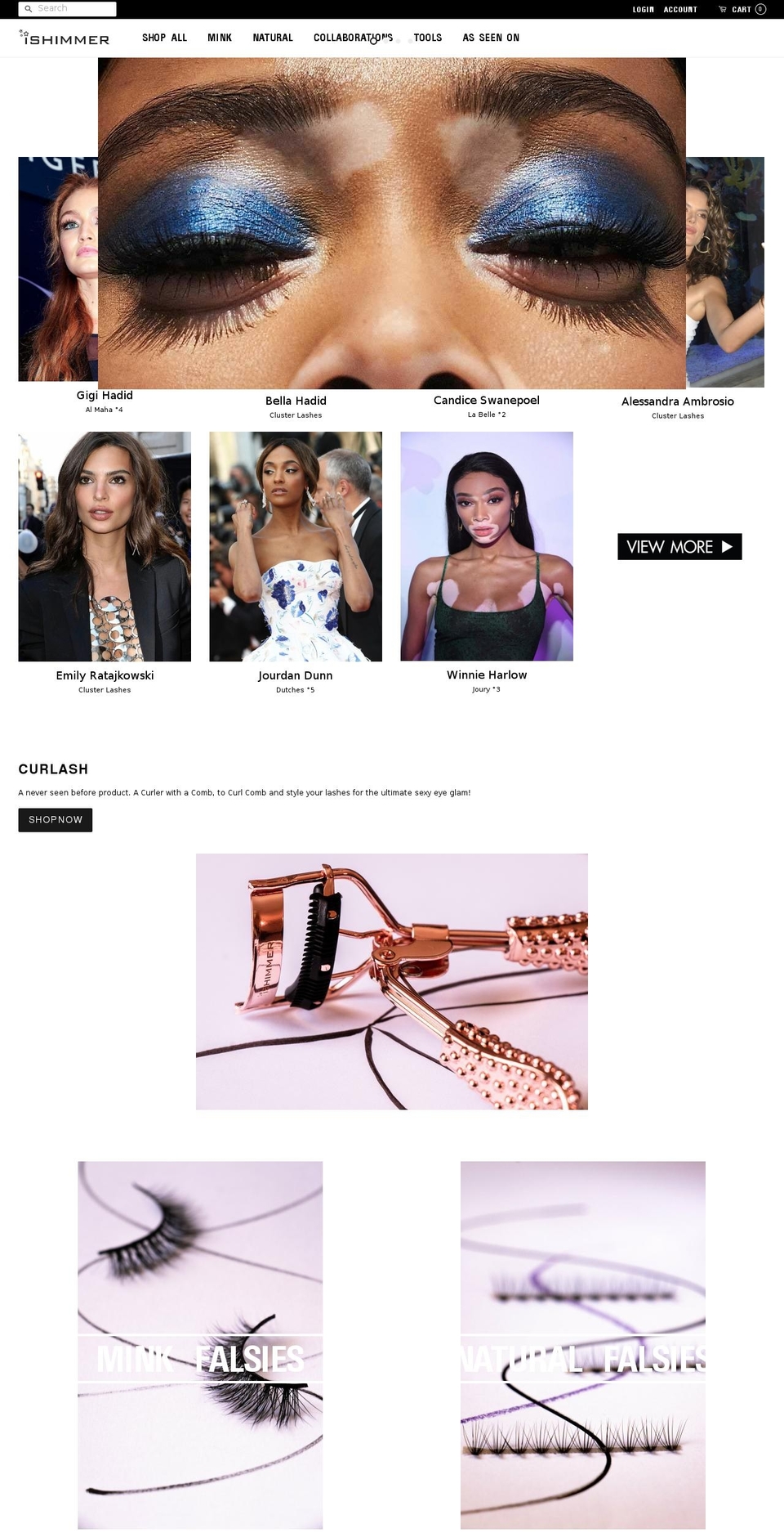 ishimmerlashes.com shopify website screenshot