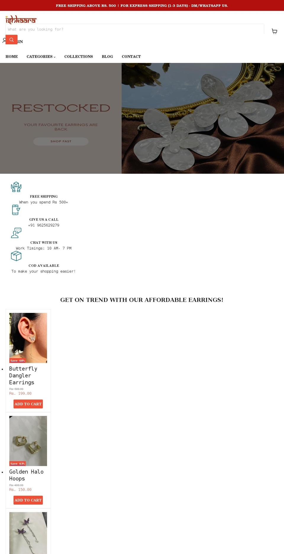 ishkaara.com shopify website screenshot