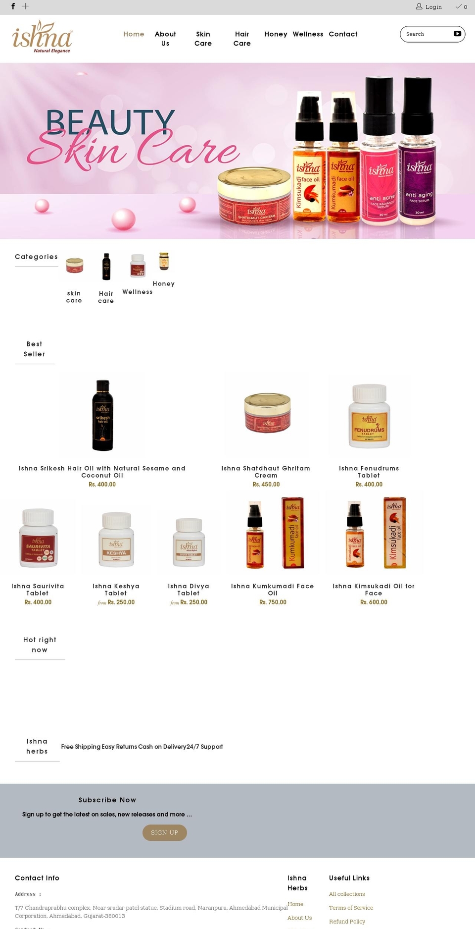 ishnaherbs.com shopify website screenshot