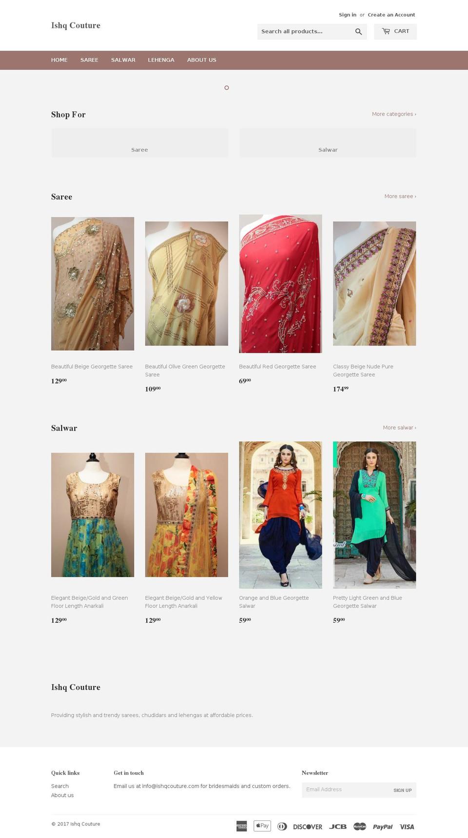 ishqcouture.com shopify website screenshot
