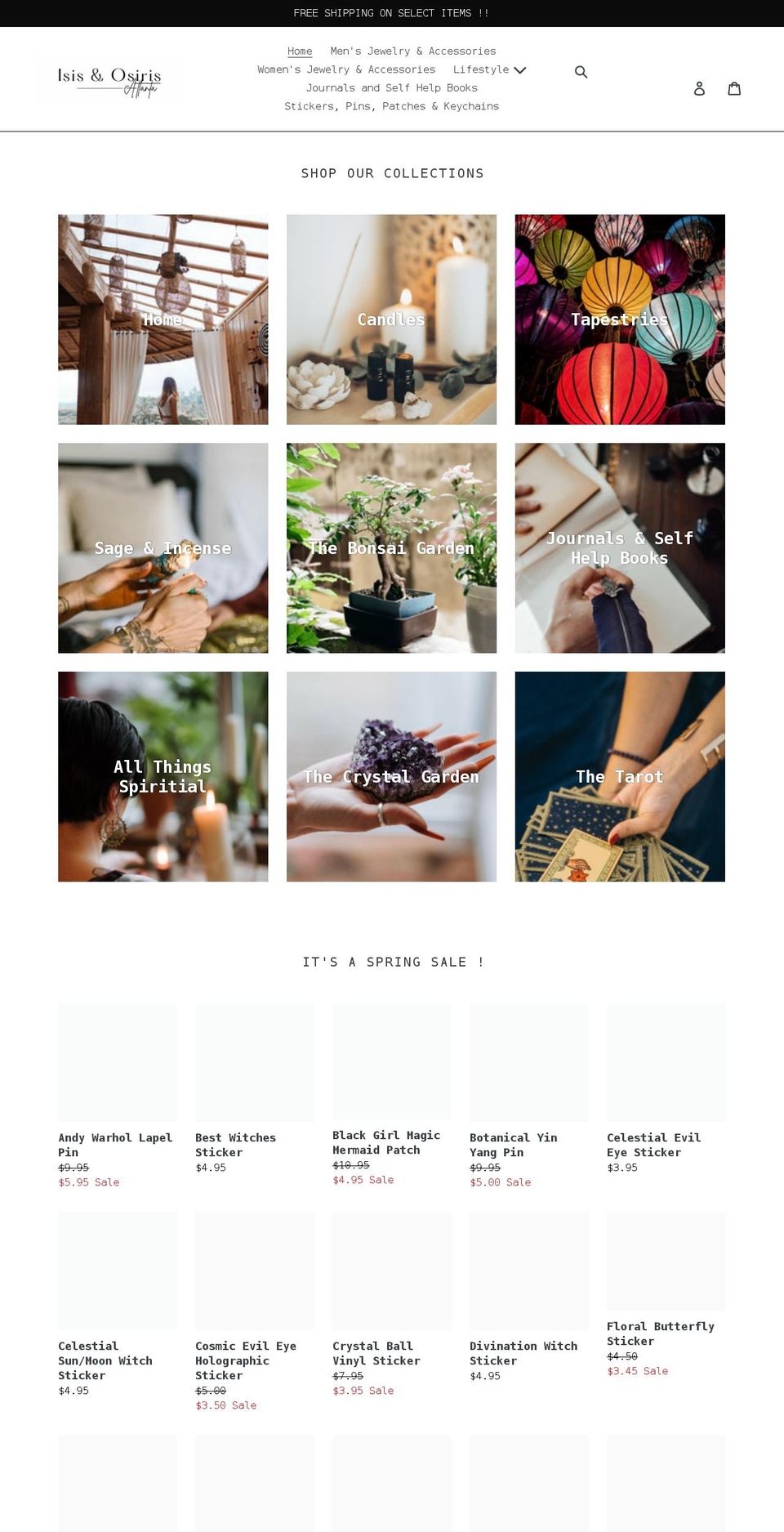 isisandosiris.net shopify website screenshot