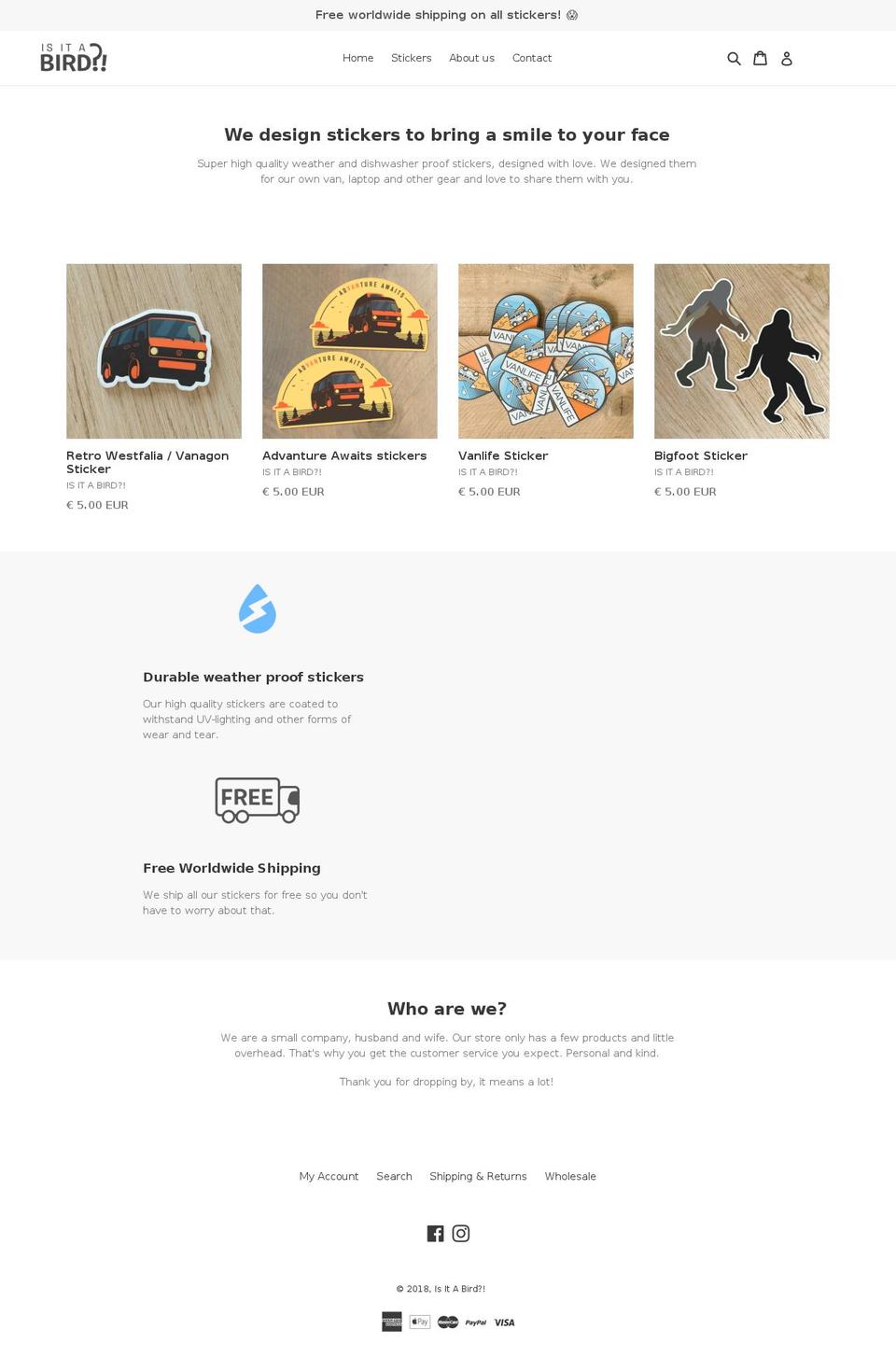 isitabird.com — Shopify storefront screenshot