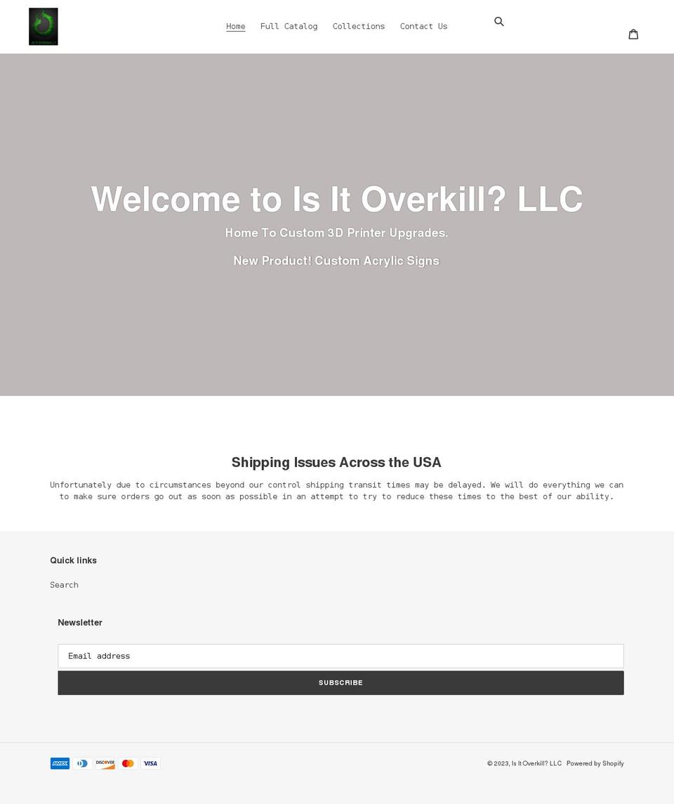 isitoverkill.com shopify website screenshot
