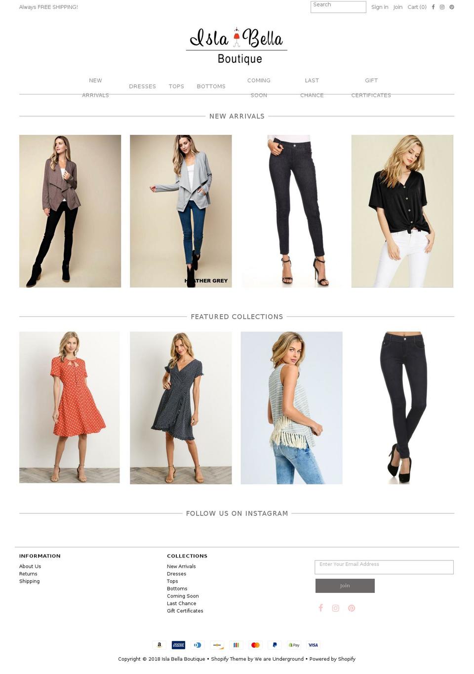 islabellaboutique.com — Shopify storefront screenshot