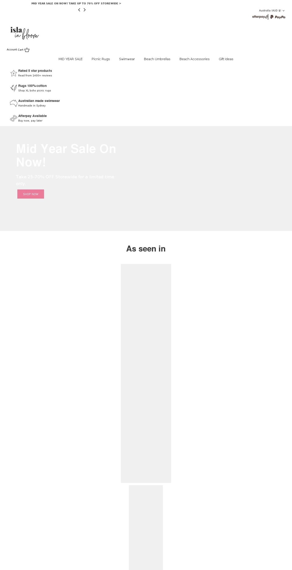 islainbloom.com.au shopify website screenshot