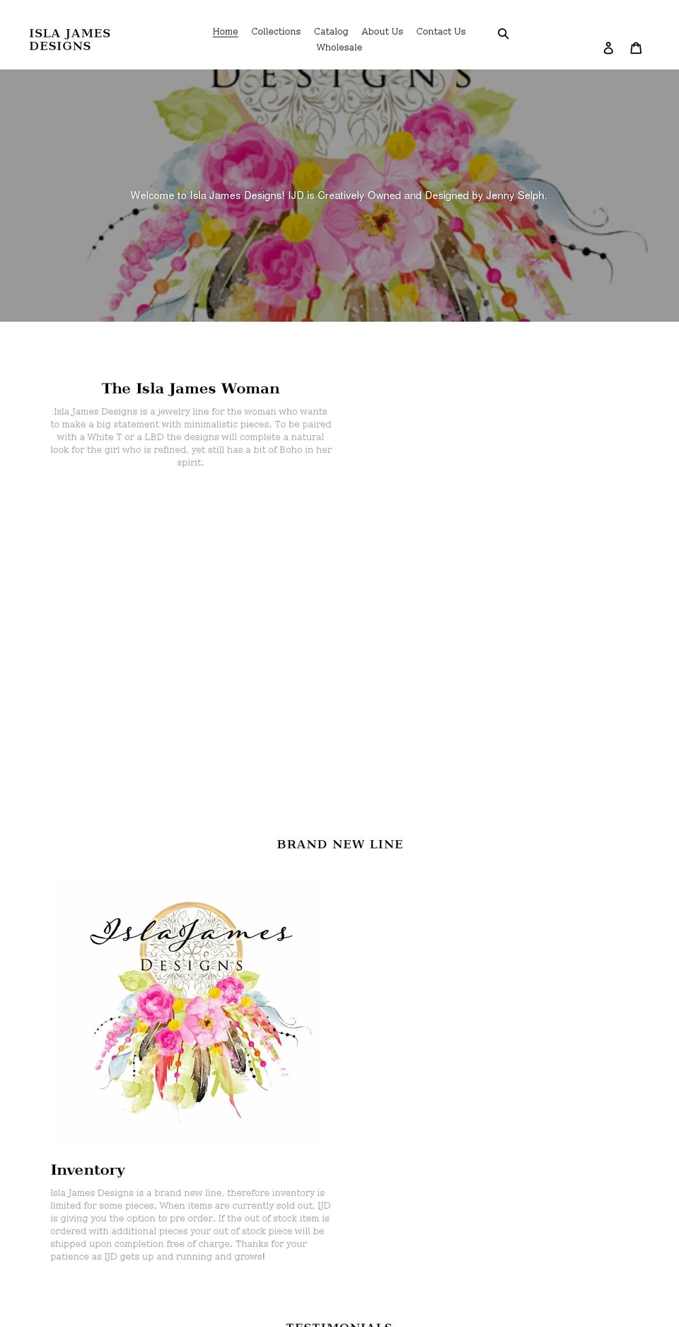 islajamesdesigns.com shopify website screenshot