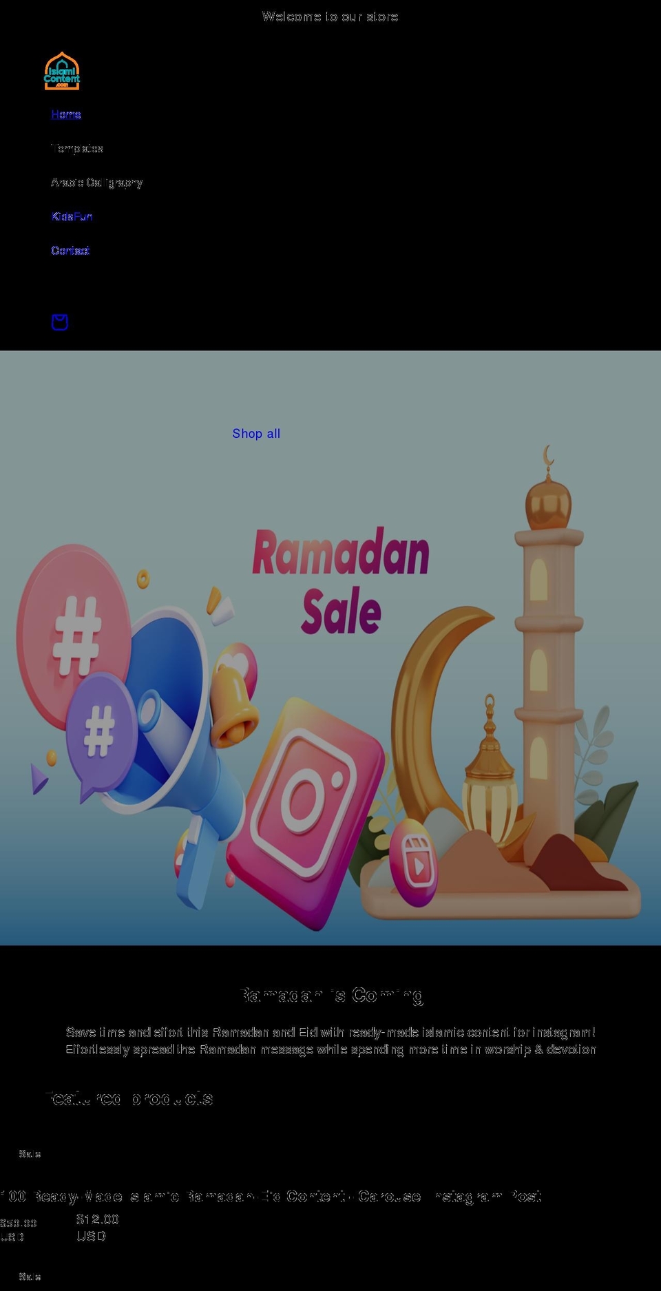 islamicontent.com shopify website screenshot