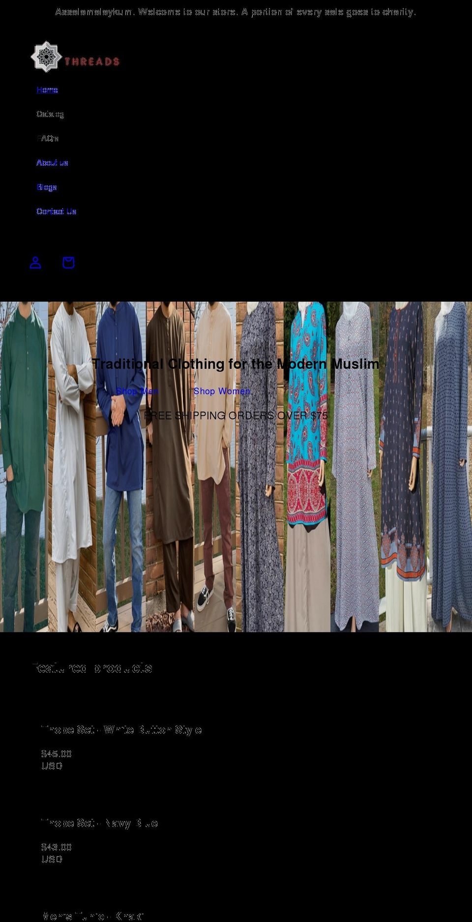 islamicthreads.com shopify website screenshot