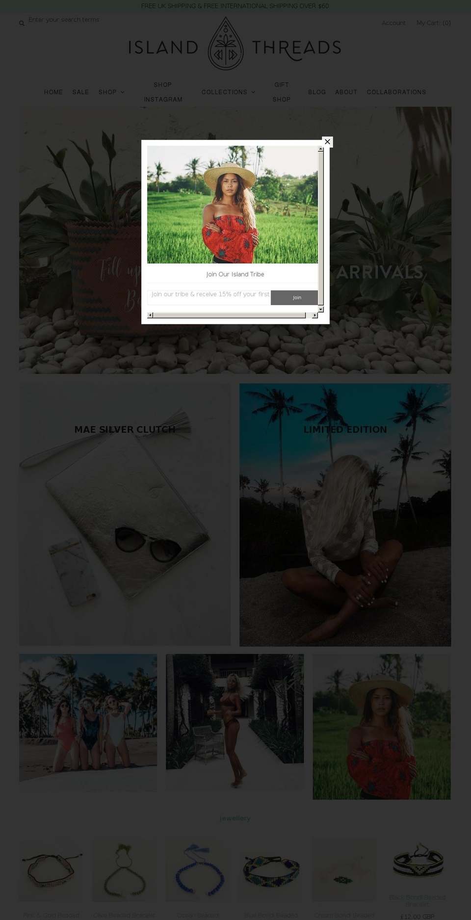island-threads.com shopify website screenshot