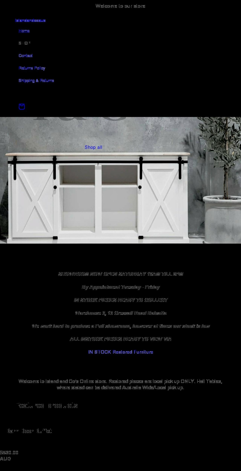 islandandco.com shopify website screenshot