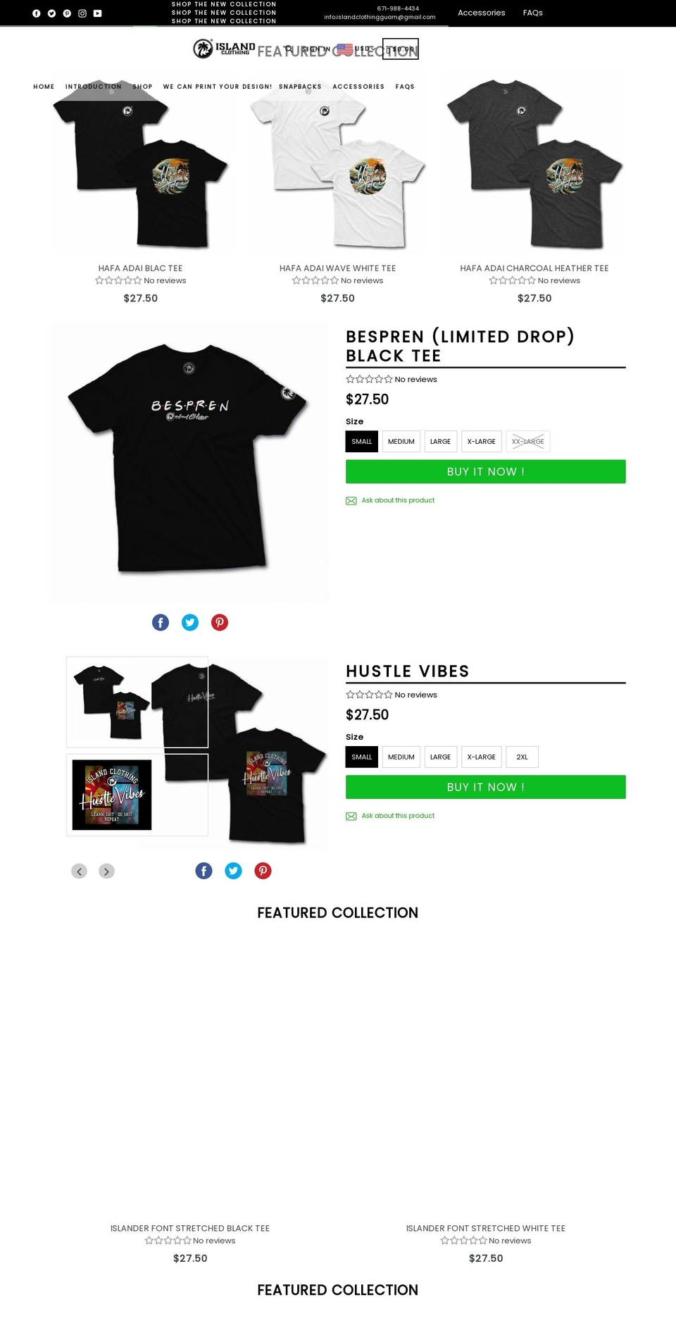 islandclothingguam.com shopify website screenshot