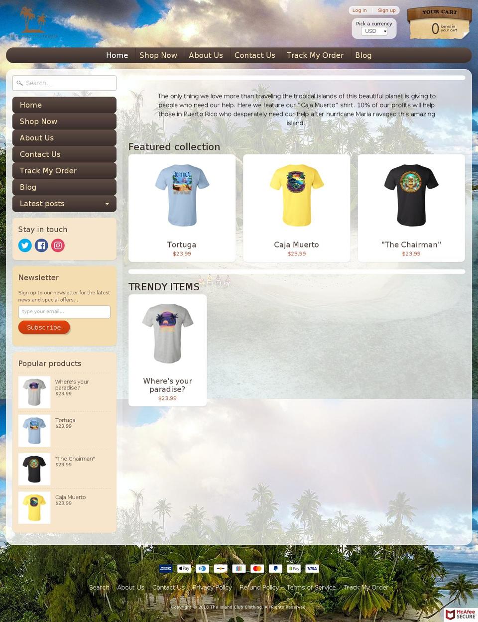islandclubclothing.com — Shopify storefront screenshot