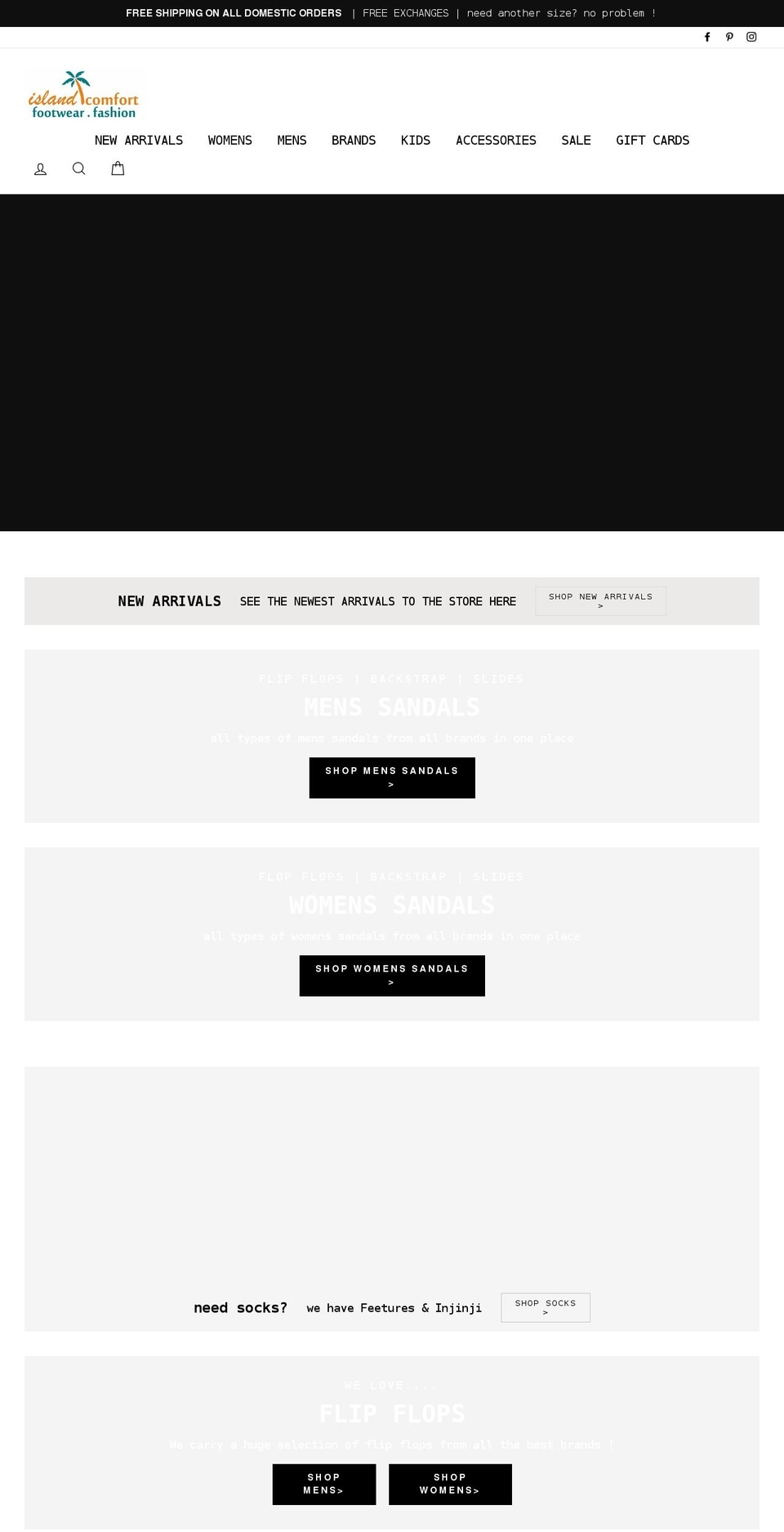 islandcomfortfootwear.com shopify website screenshot