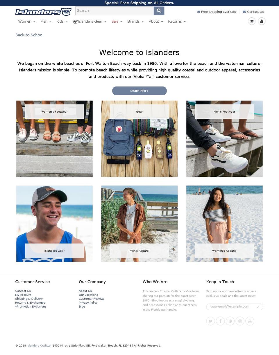 islandersoutfitters.com shopify website screenshot