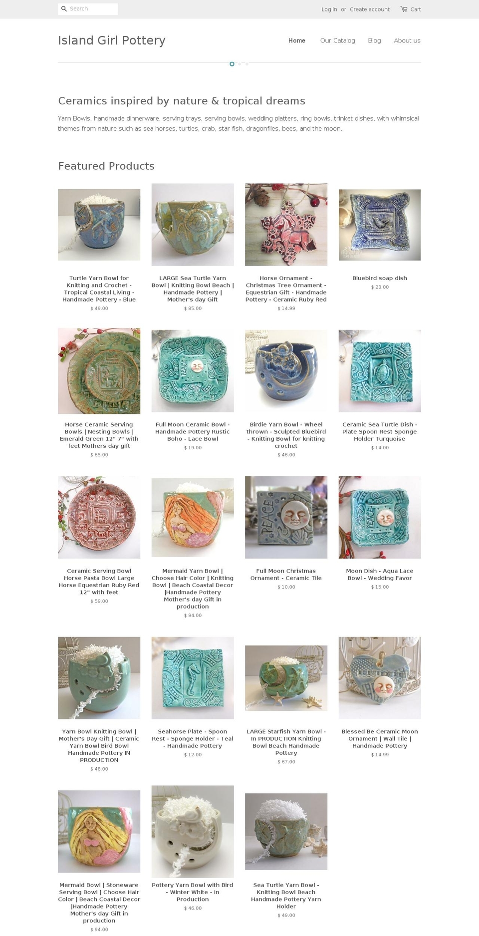 islandgirlpottery.com shopify website screenshot