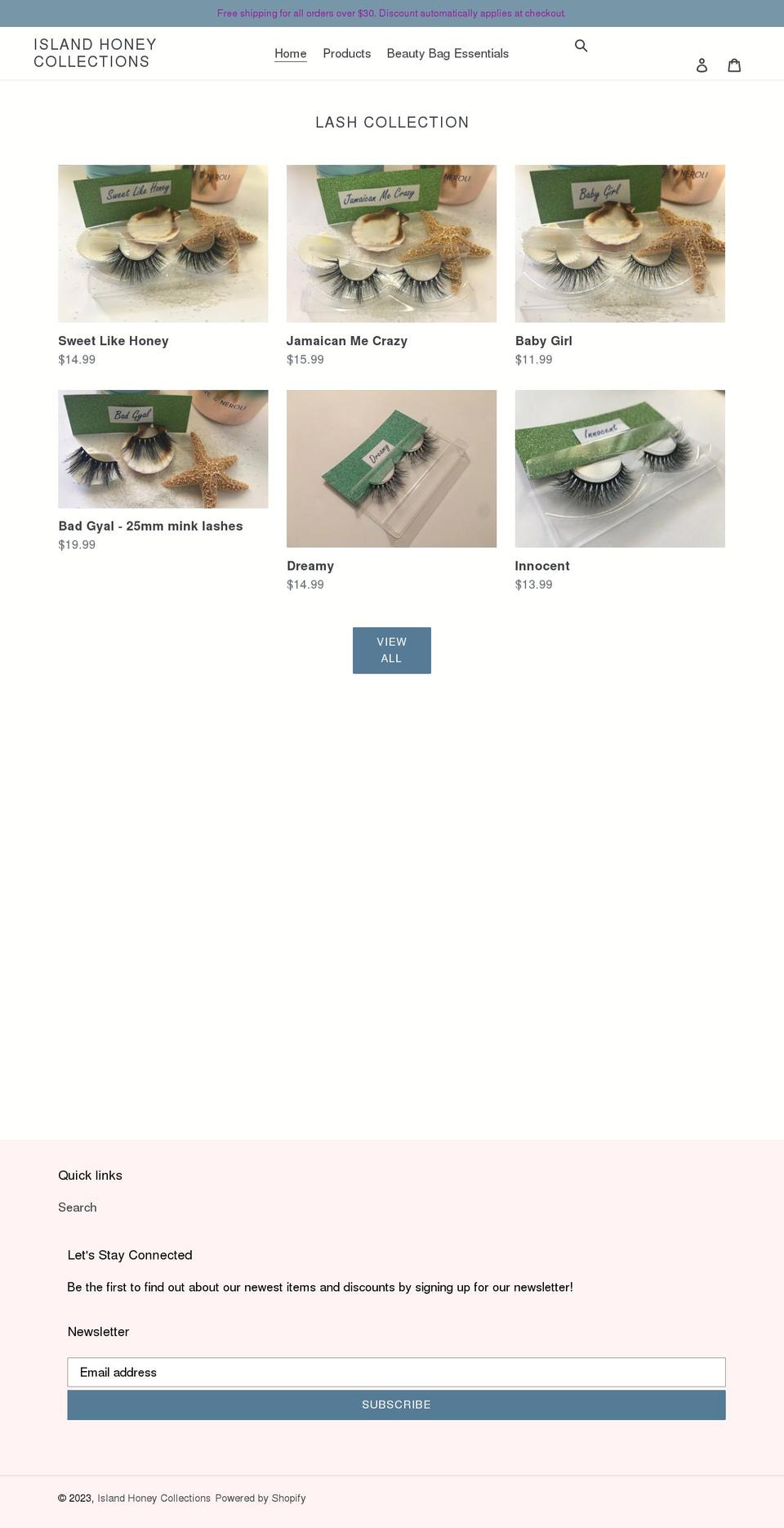 islandhoneycollections.com shopify website screenshot