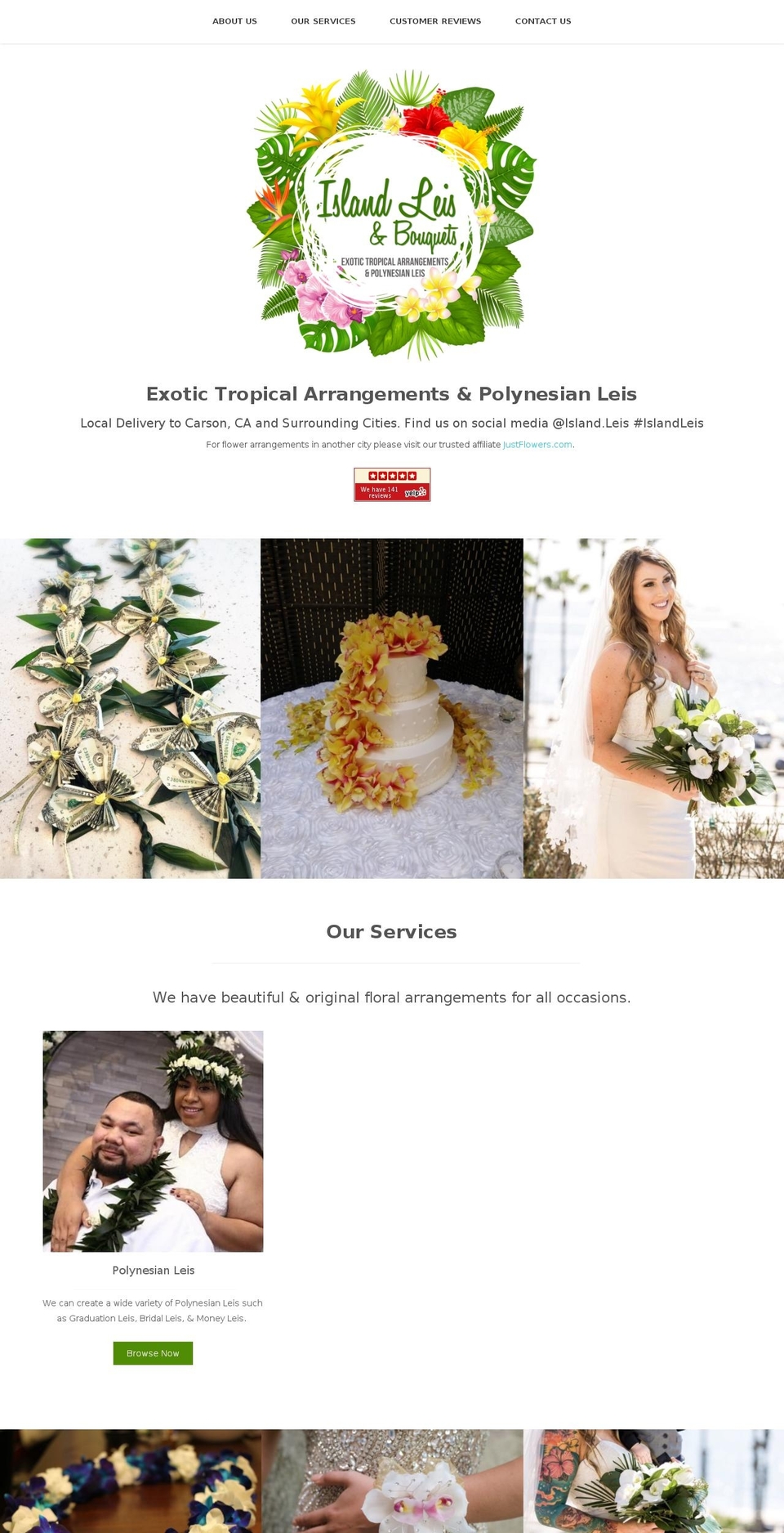 islandleisnbouquets.com shopify website screenshot
