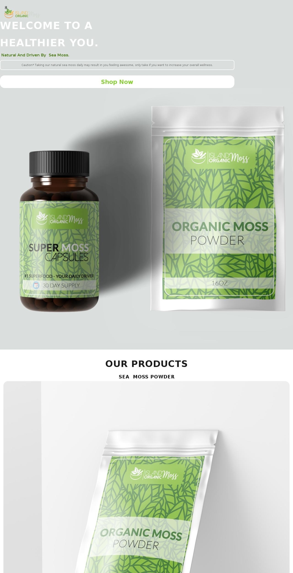 islandorganicmoss.com shopify website screenshot