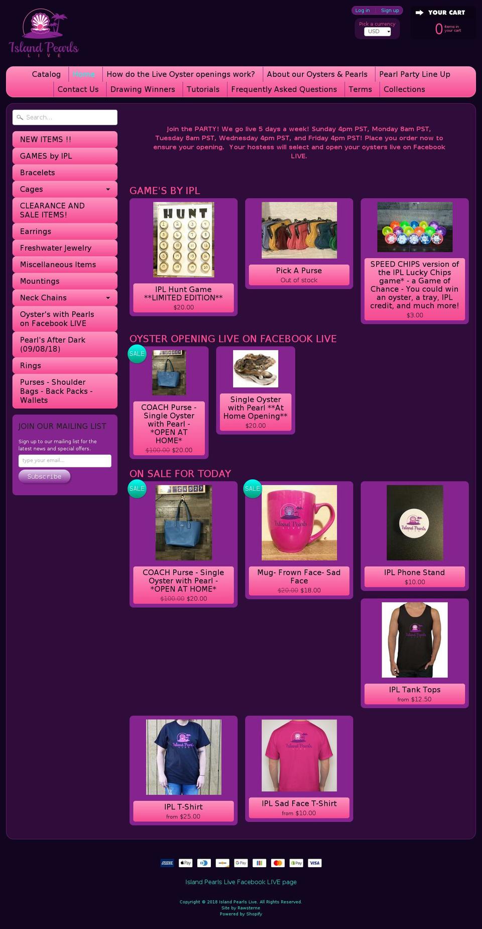 islandpearlslive.com shopify website screenshot