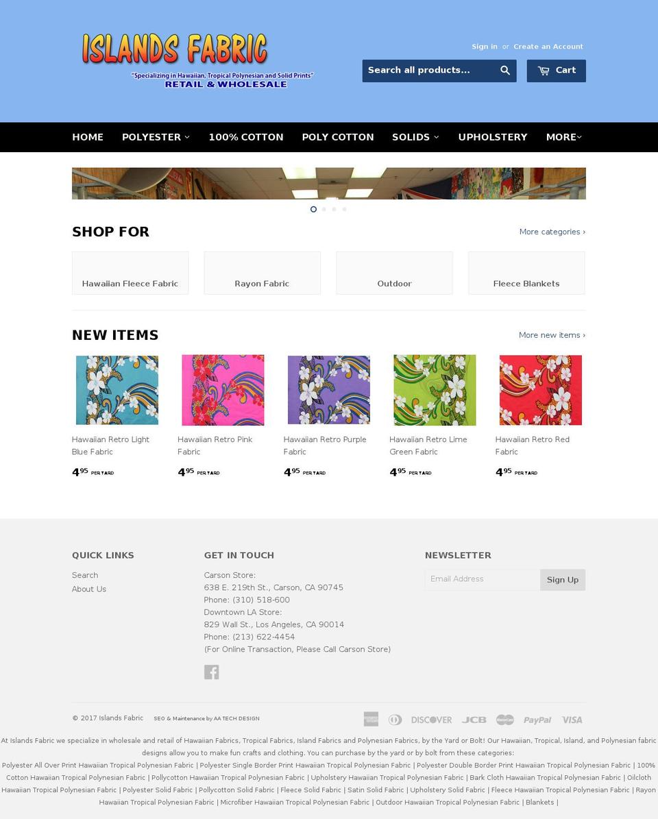 islandsfabric.com shopify website screenshot
