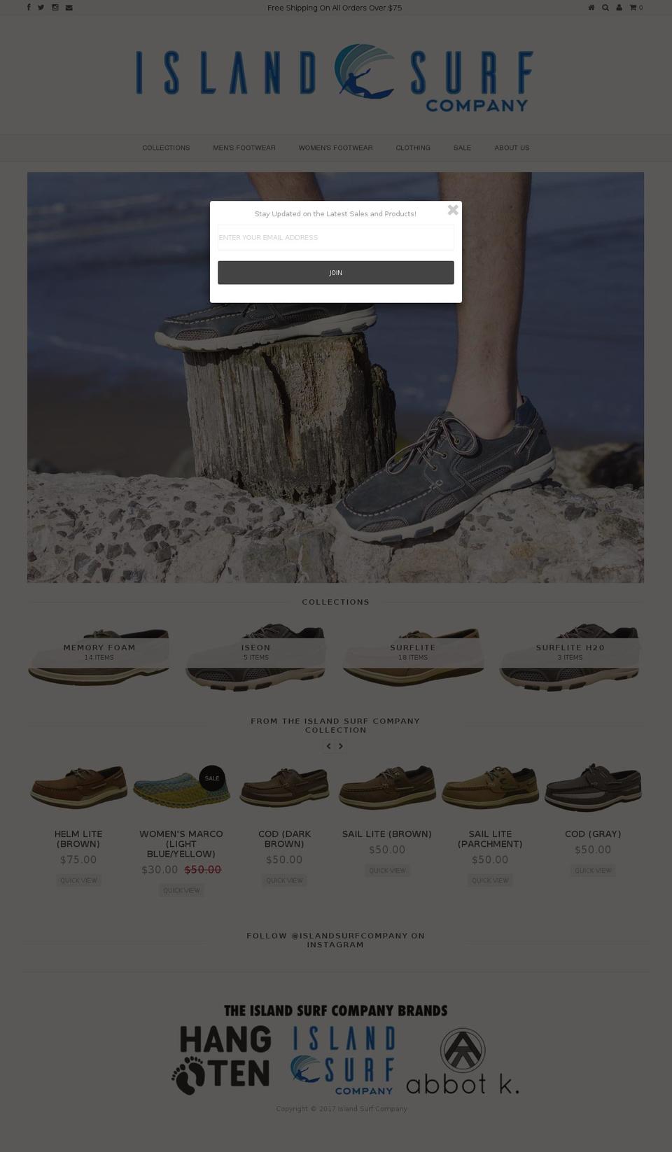 islandsurfcompany.com shopify website screenshot