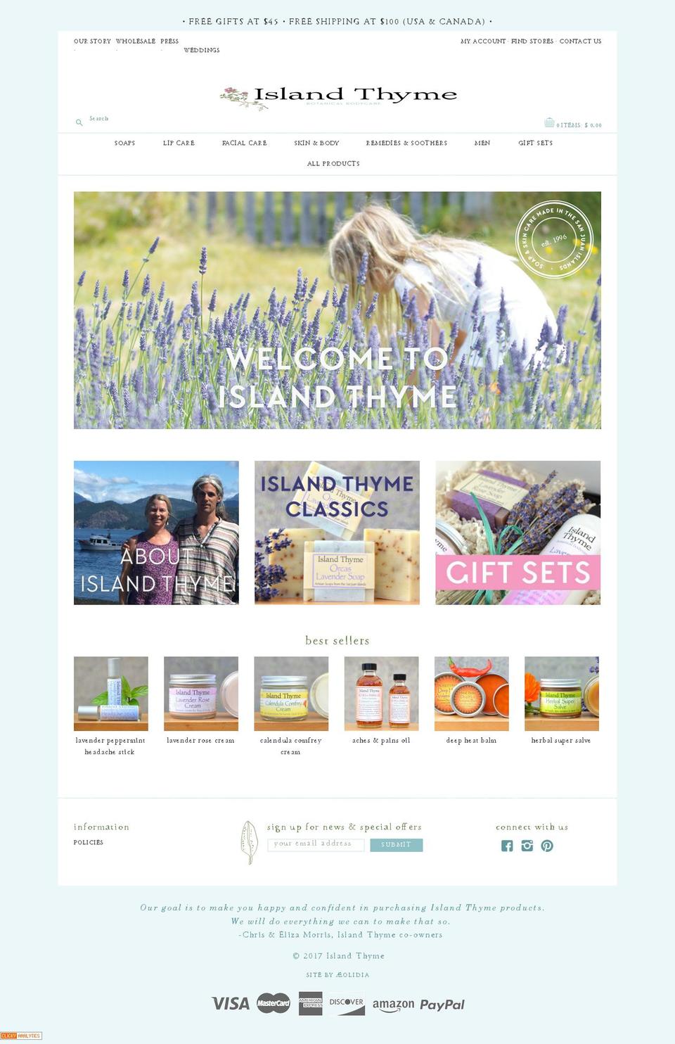 Summer Shopify theme site example islandthyme.com