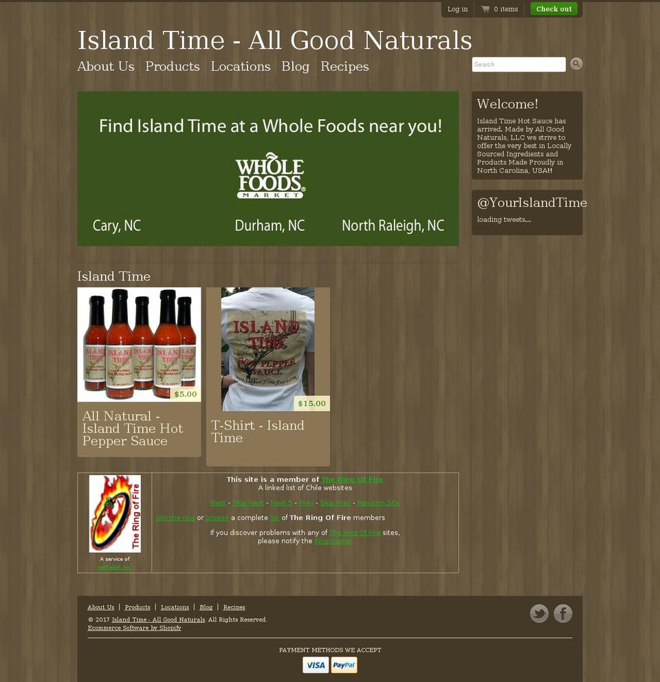 islandtimehotsauce.com shopify website screenshot
