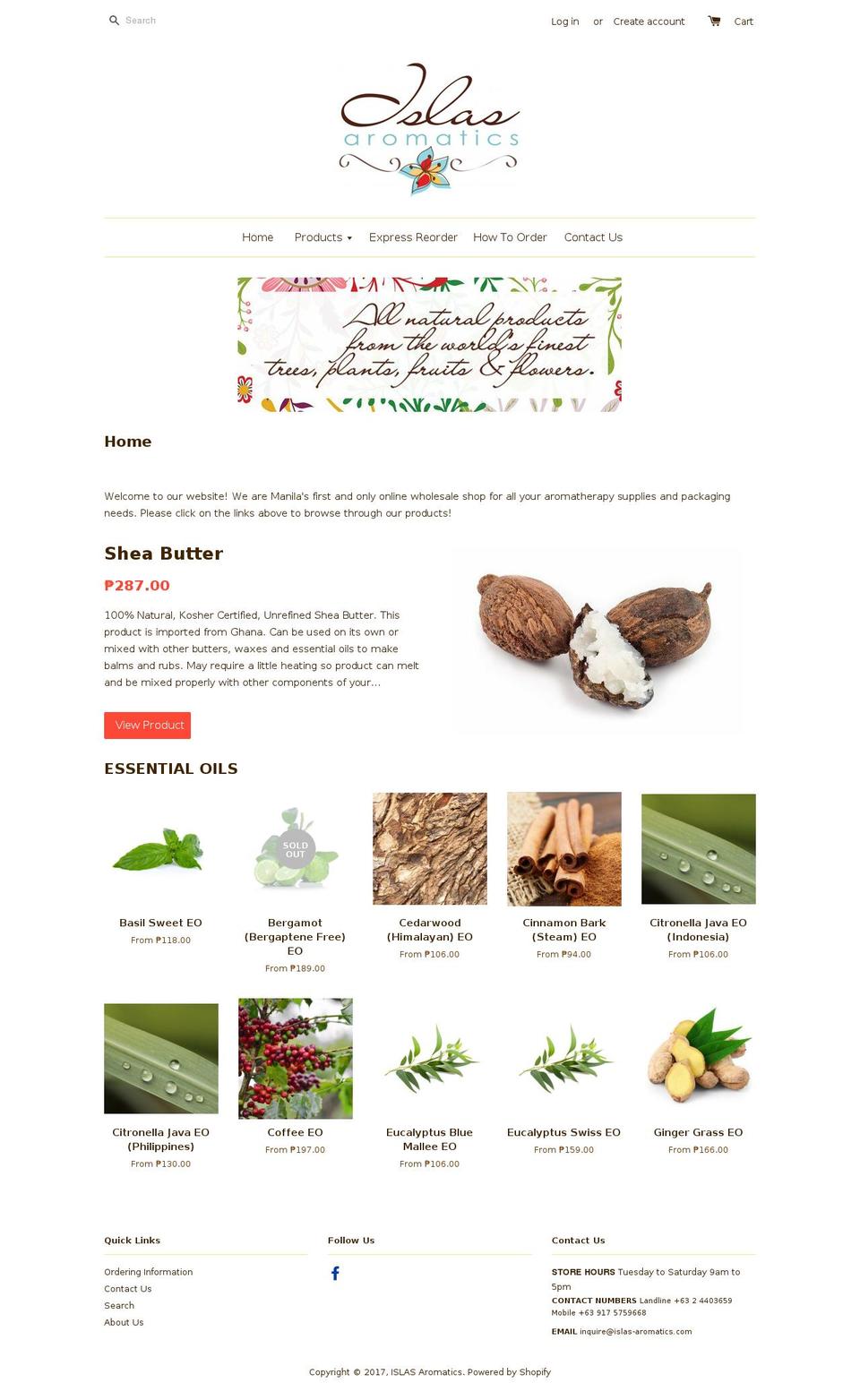 islas-aromatics.com shopify website screenshot