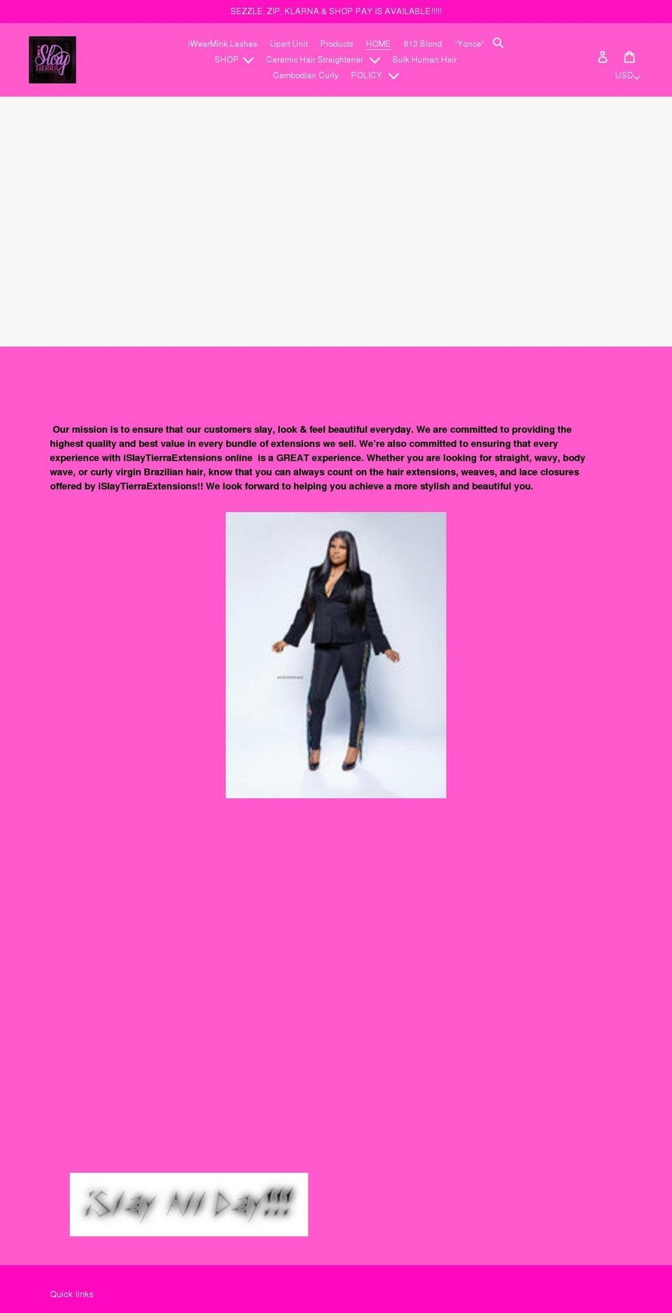 islaytierraextensions.com shopify website screenshot