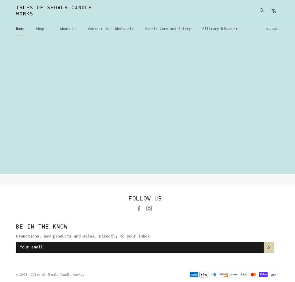 islesofshoalscandleworks.com shopify website screenshot