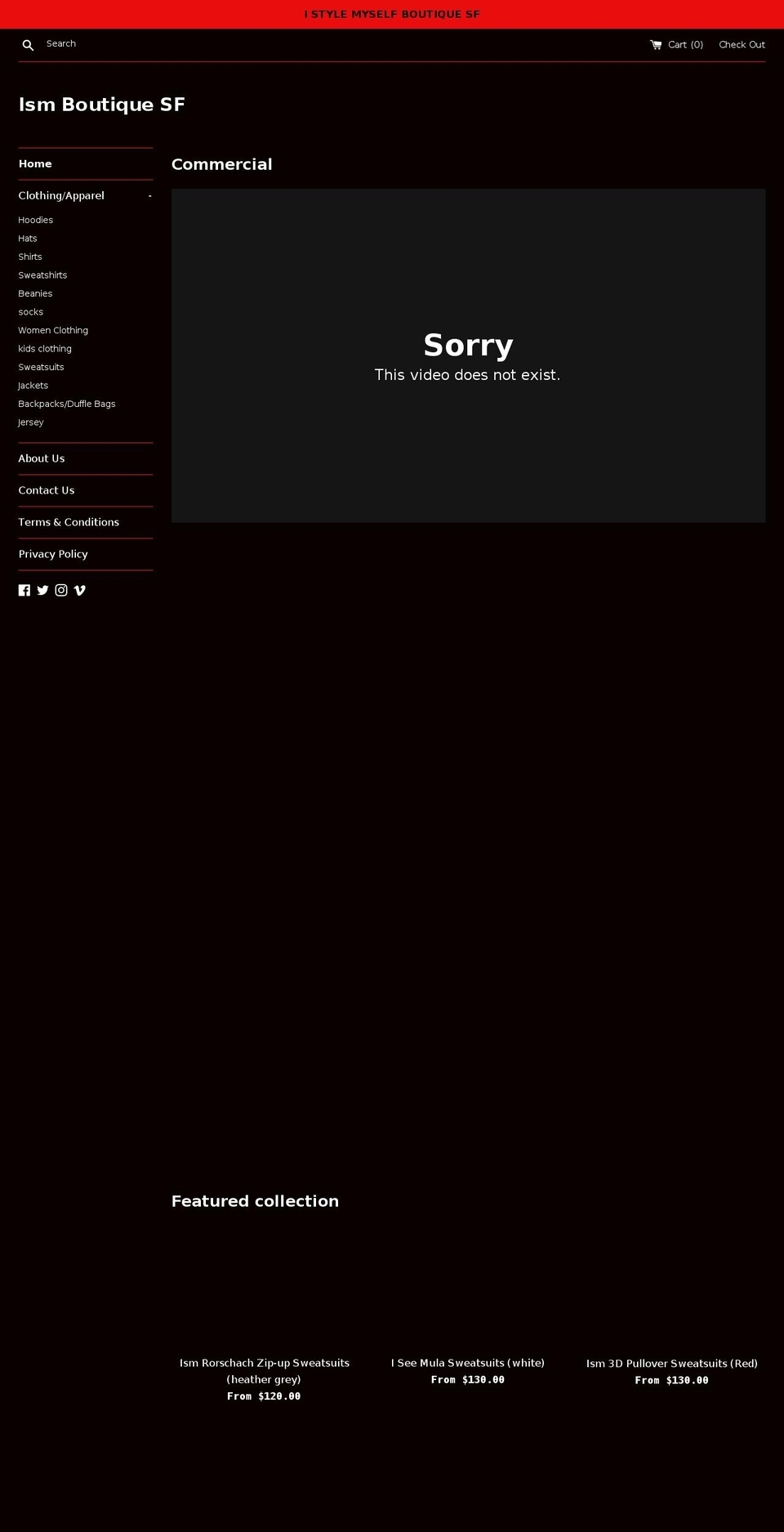 ismboutique.com — Shopify storefront screenshot