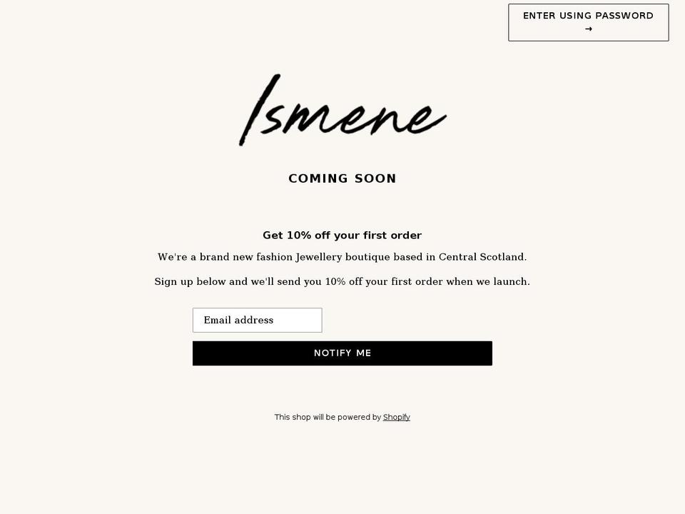 ismene.co.uk shopify website screenshot