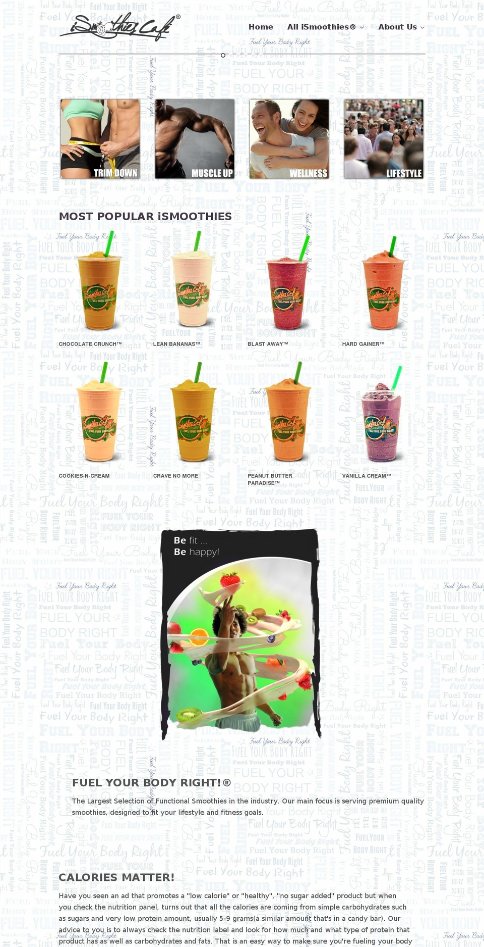 ismoothiescafe.com shopify website screenshot