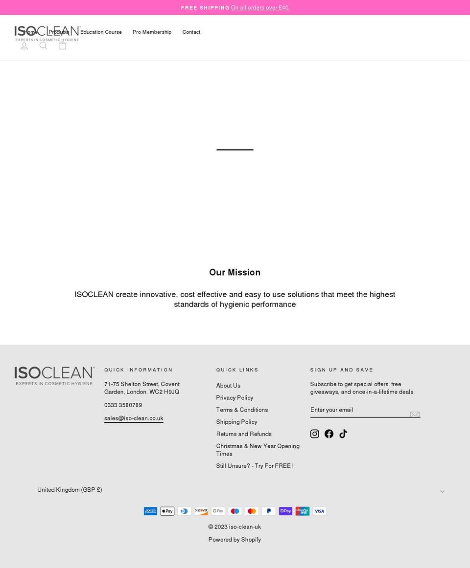 iso-clean.co.uk shopify website screenshot