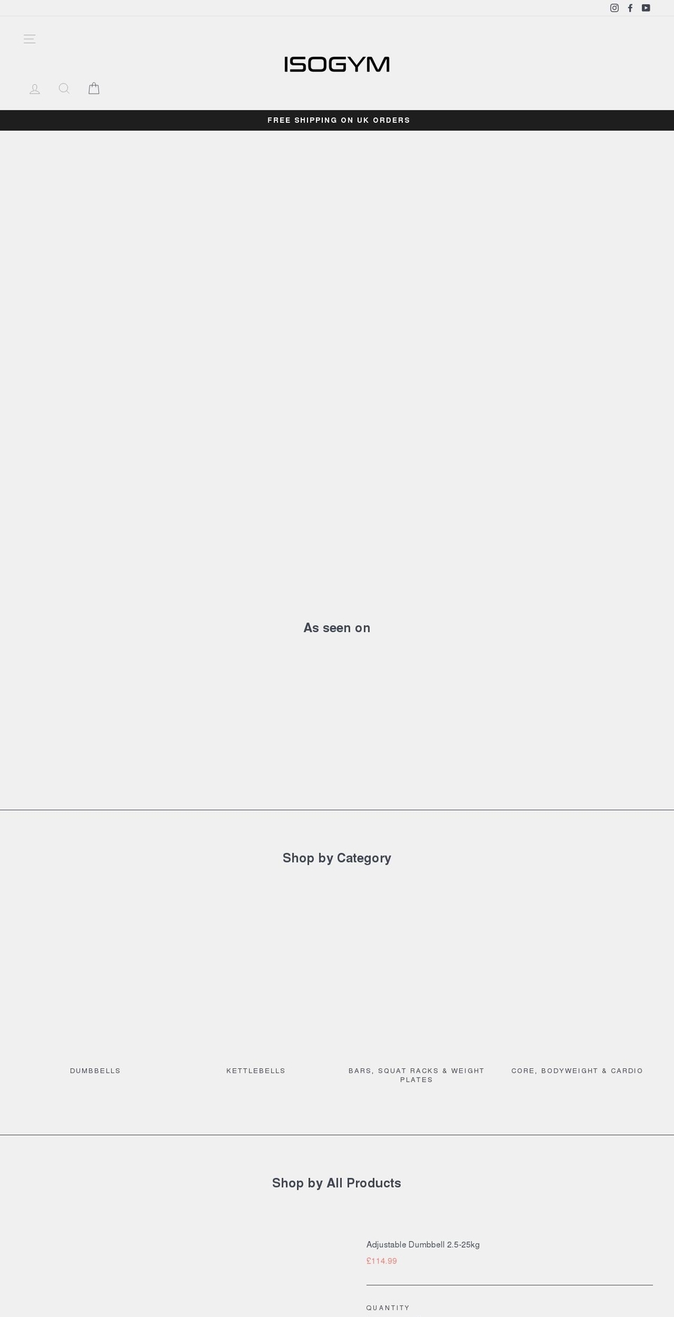 isogym.co.uk shopify website screenshot