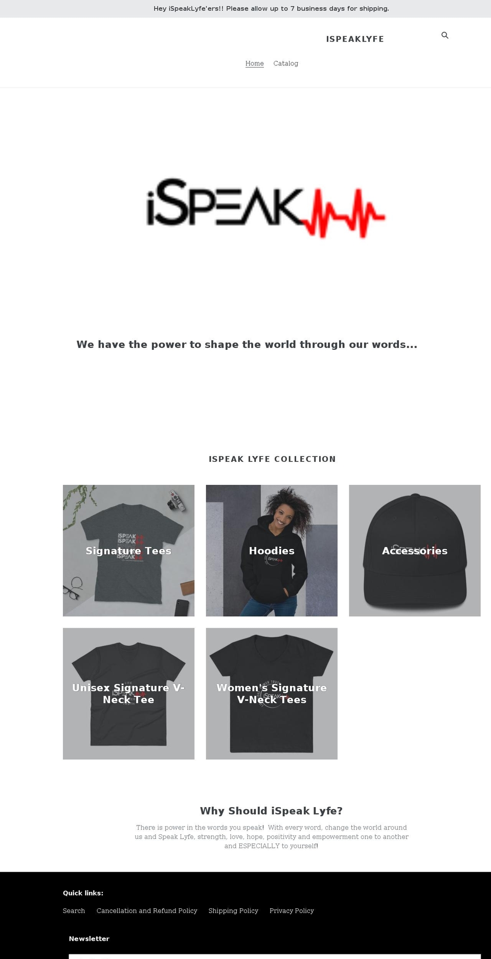 ispeaklyfe.com shopify website screenshot