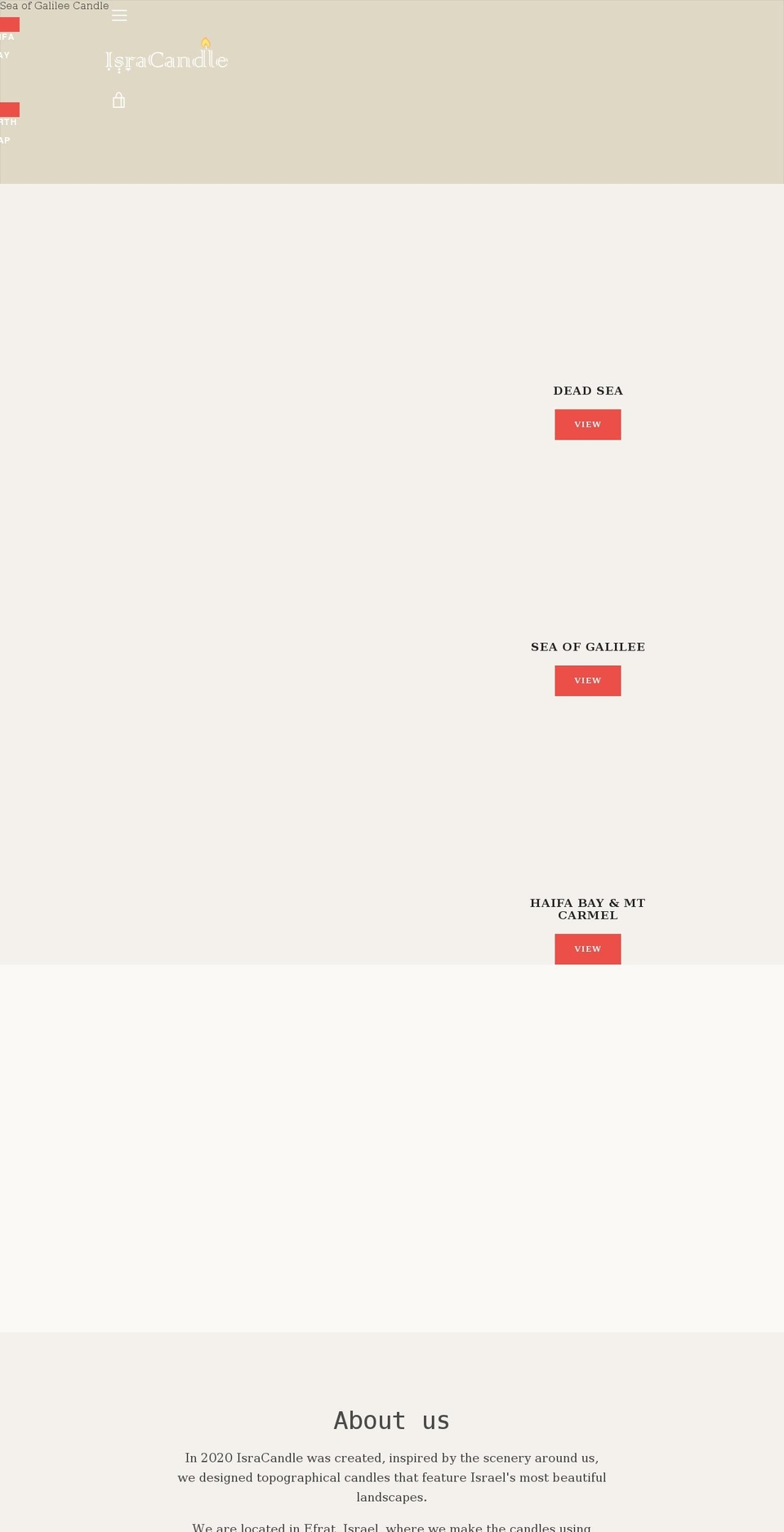 isracandle.com shopify website screenshot