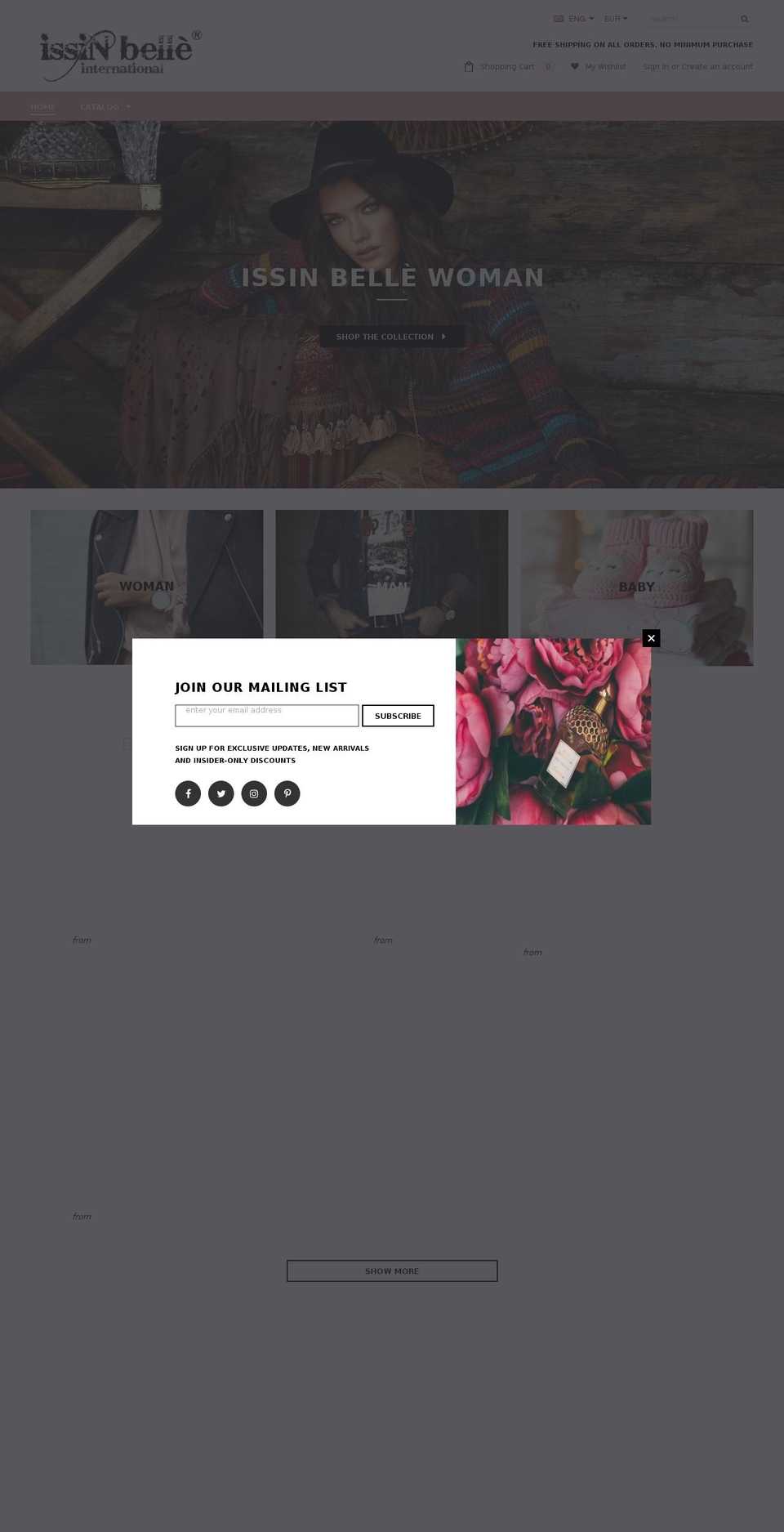 issinbelleinternational.com — Shopify storefront screenshot