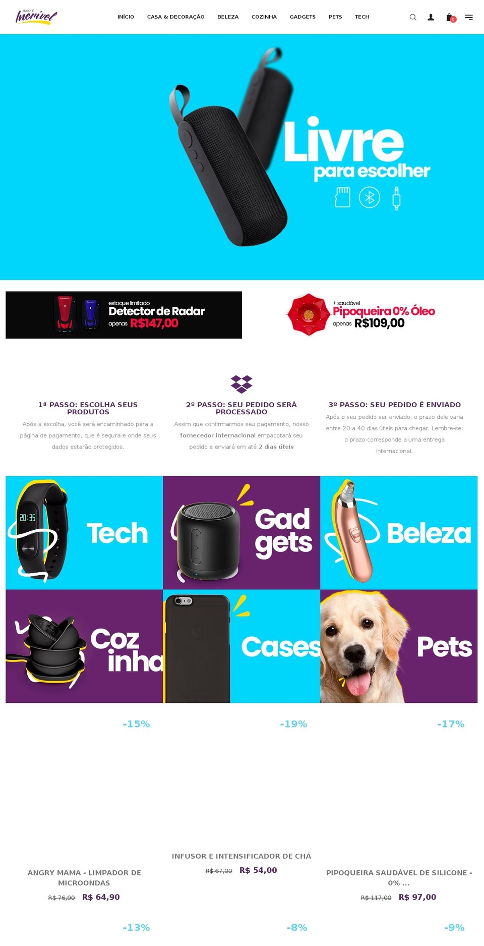 issoeincrivel.com — Shopify storefront screenshot