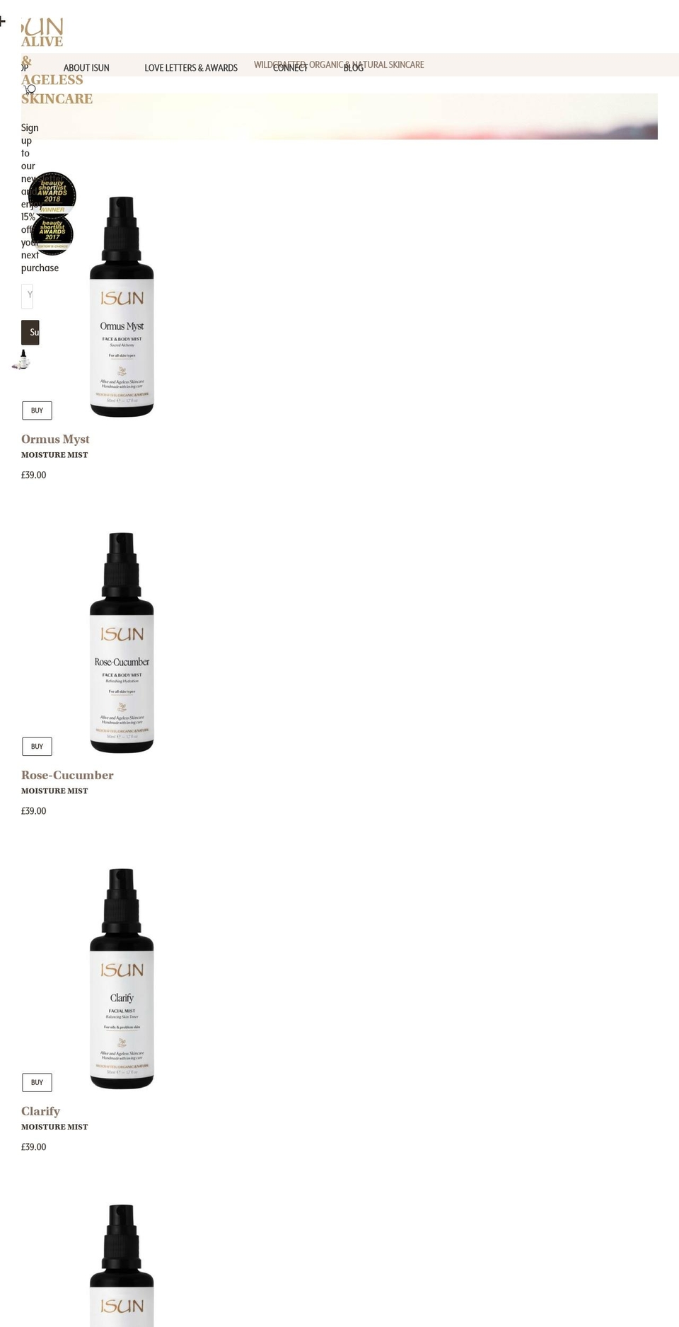 isunskincare.co.uk shopify website screenshot