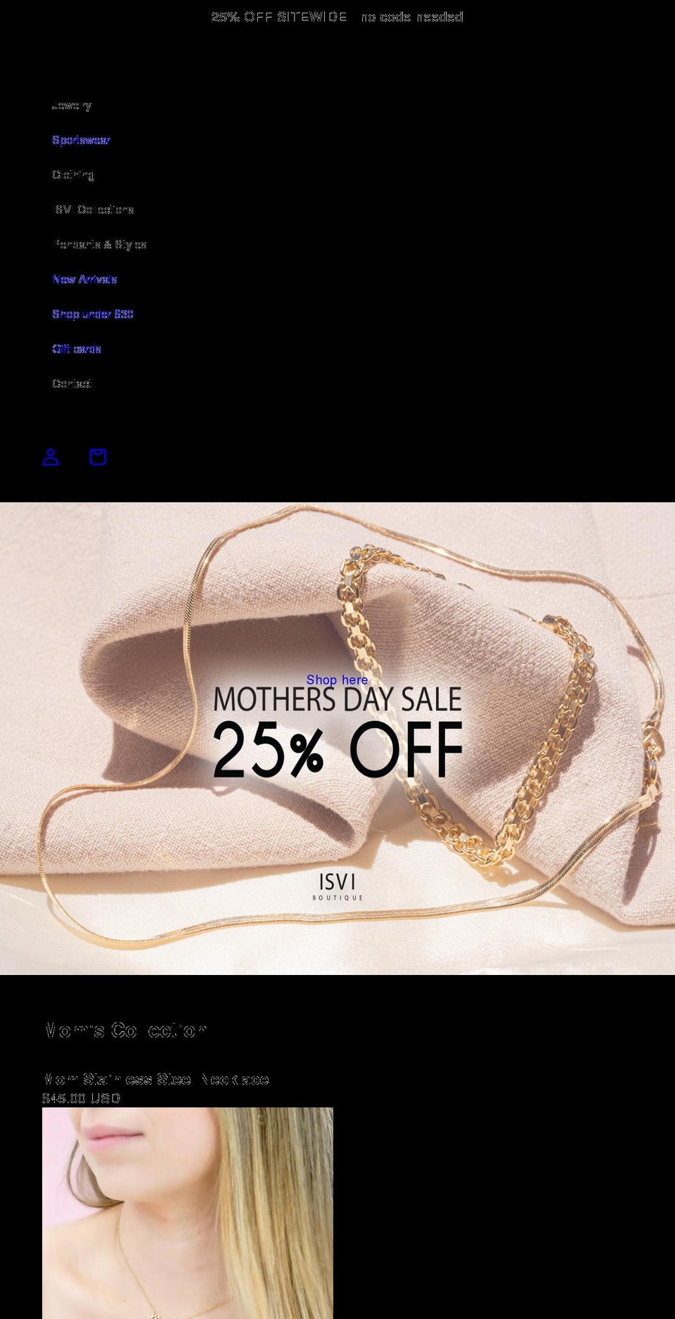 isviboutique.com shopify website screenshot