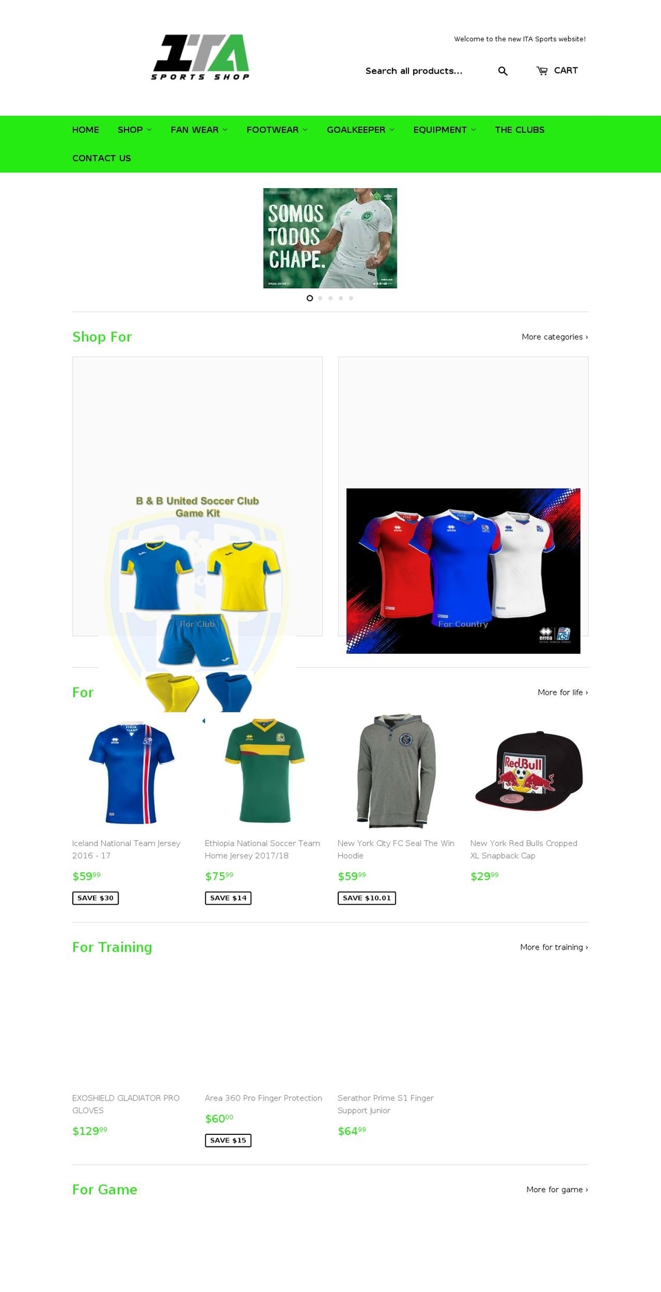 ita-sports.com — Shopify storefront screenshot