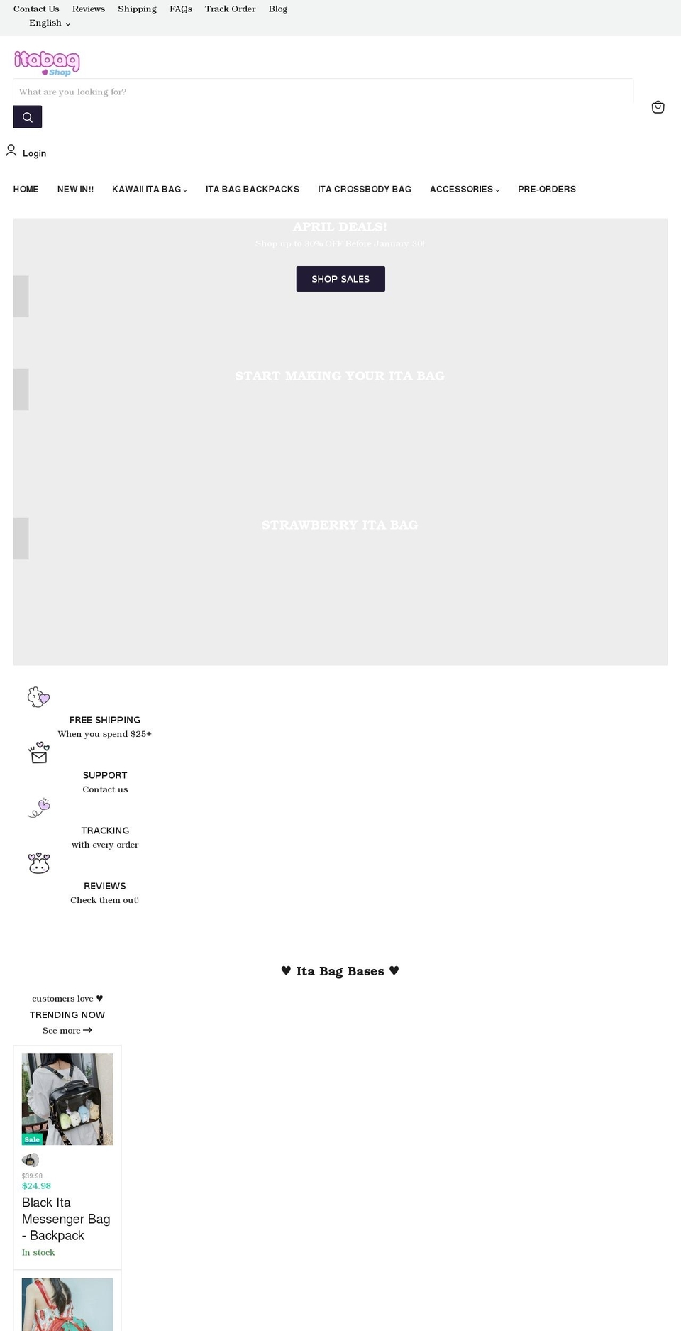 itabagshop.com shopify website screenshot