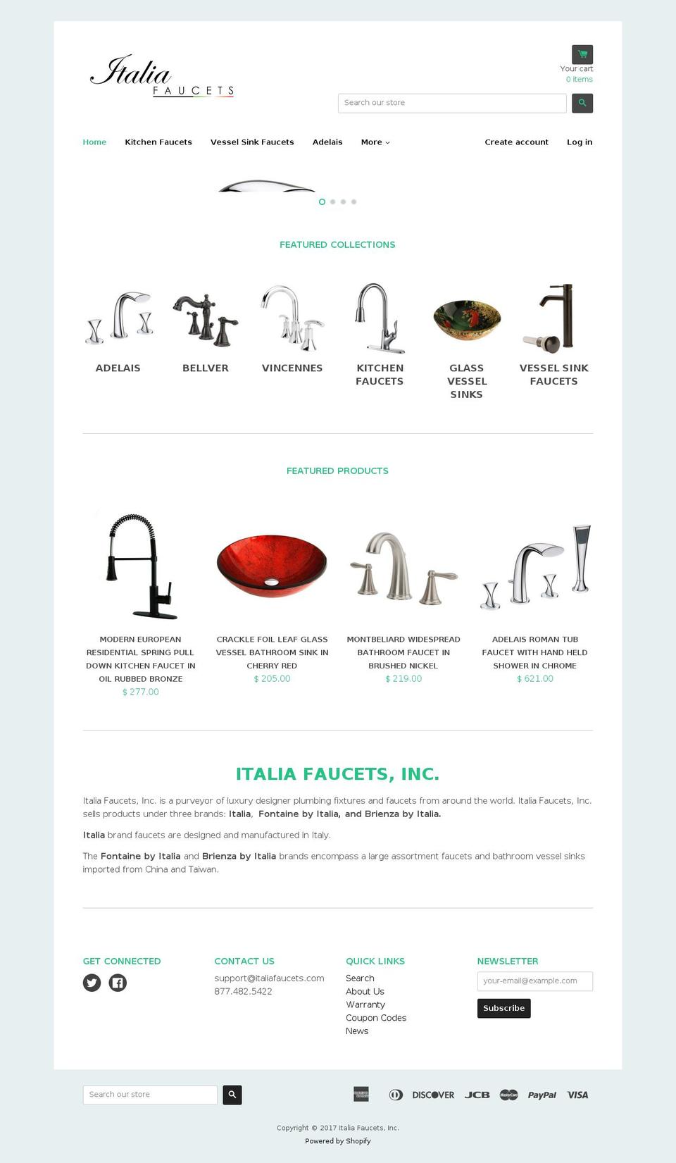 italiafaucets.com shopify website screenshot
